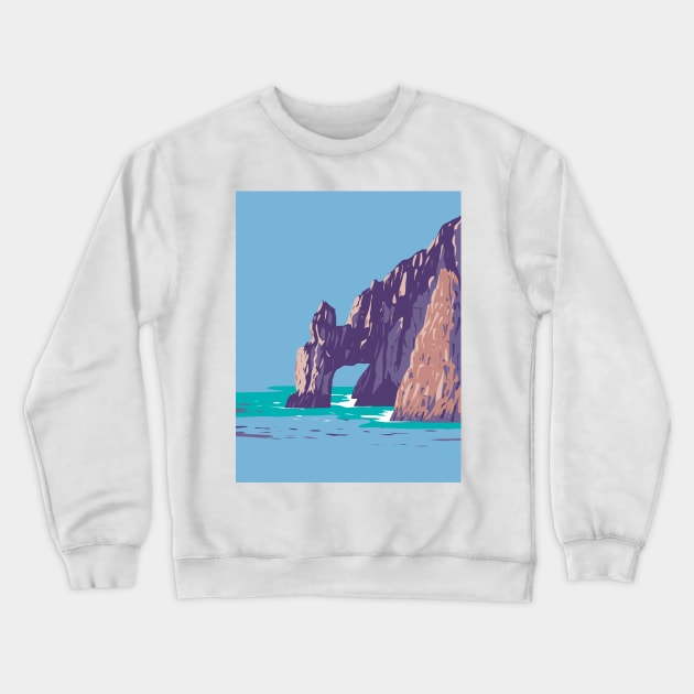 El Arco or the Arch of Cabo San Lucas in Mexico WPA Art Deco Poster Crewneck Sweatshirt by retrovectors